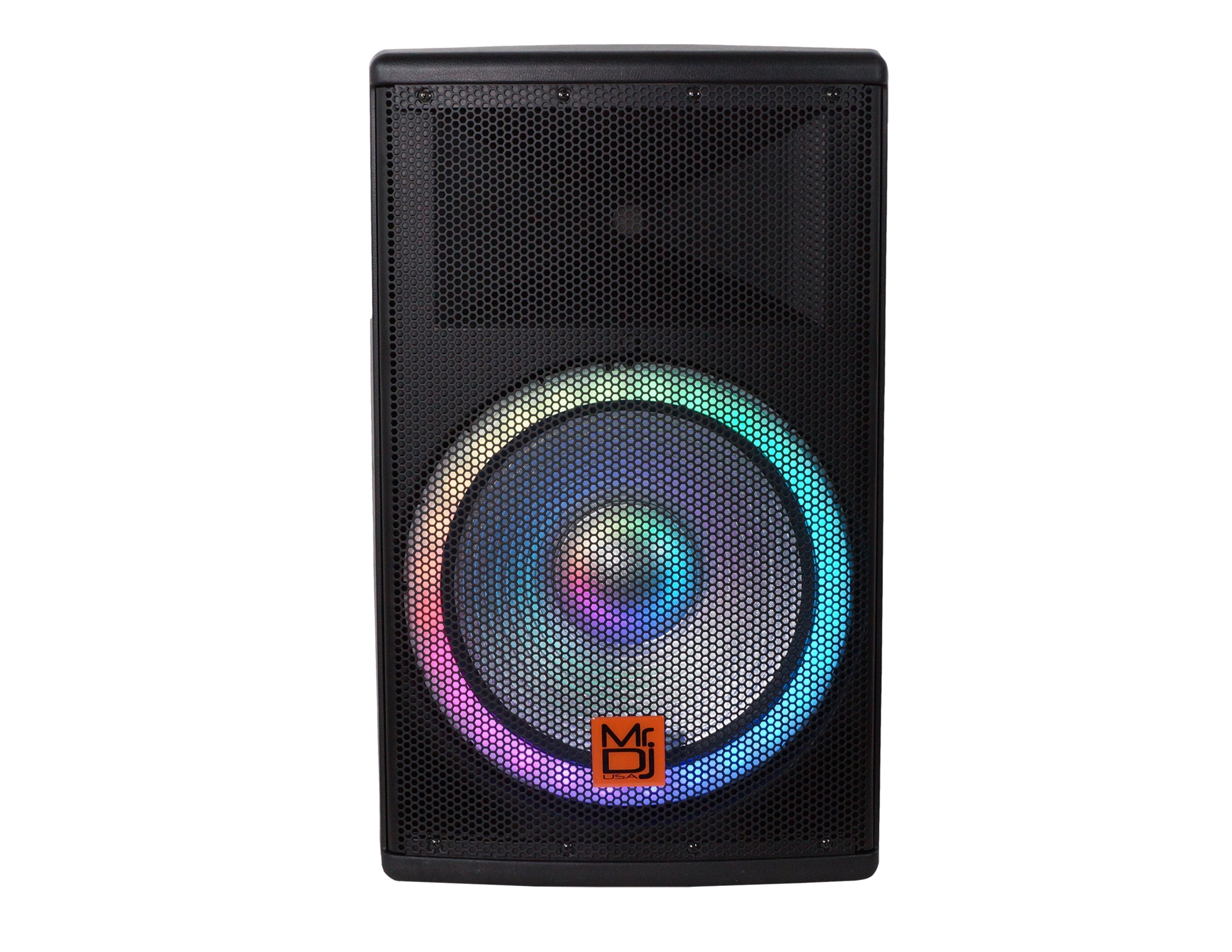 Mr. DJ SYNERGY15 15" Portable Bluetooth PA Speaker System 4500W Bluetooth Speaker Portable PA System with Microphone input, Party Lights, MP3/USB SD Card Reader, Rolling Wheels - image 1 of 2