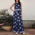thumbnail image 6 of Enjoytime Vacation Outfits for Women Printed Travel Casual 2 Piece Sets Crew Neck Sleeveless Tops Wide Leg Pants Matching Set, 6 of 6
