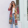 thumbnail image 6 of Lightweight Robes for Women Zipper Loose Fit Womens Bathrobe Zipper Front 3/4 Length Sleeve Knee Length Vintage Floral Print Fashion Pajama Sleepwear with Pockets Multicolor XL, 6 of 7