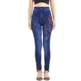 thumbnail image 3 of AILIYIL Women'S Printed High Elastic Tight Seamless Cropped Imitation Jeans (Blue,M), 3 of 9