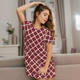 thumbnail image 3 of Daiia Chemise de Nuit Rouge à Imprimé Marocain pour Femmes, Douce, à Manches Courtes, Robe de Nuit à Manches Courtes, 3 of 6