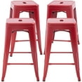 thumbnail image 1 of FDW Metal Stools Bar Stools 24 Inch Counter Height Stackable Barstools Indoor Outdoor Patio Furniture Dining Backless Kitchen Bar Set of 4, Red, 1 of 7