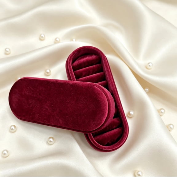7 Slots Velvet Ring Box, Portable Jewelry Storage Organizer, Travel Ring & Earring Display Case for Wedding, Birthday Gifts