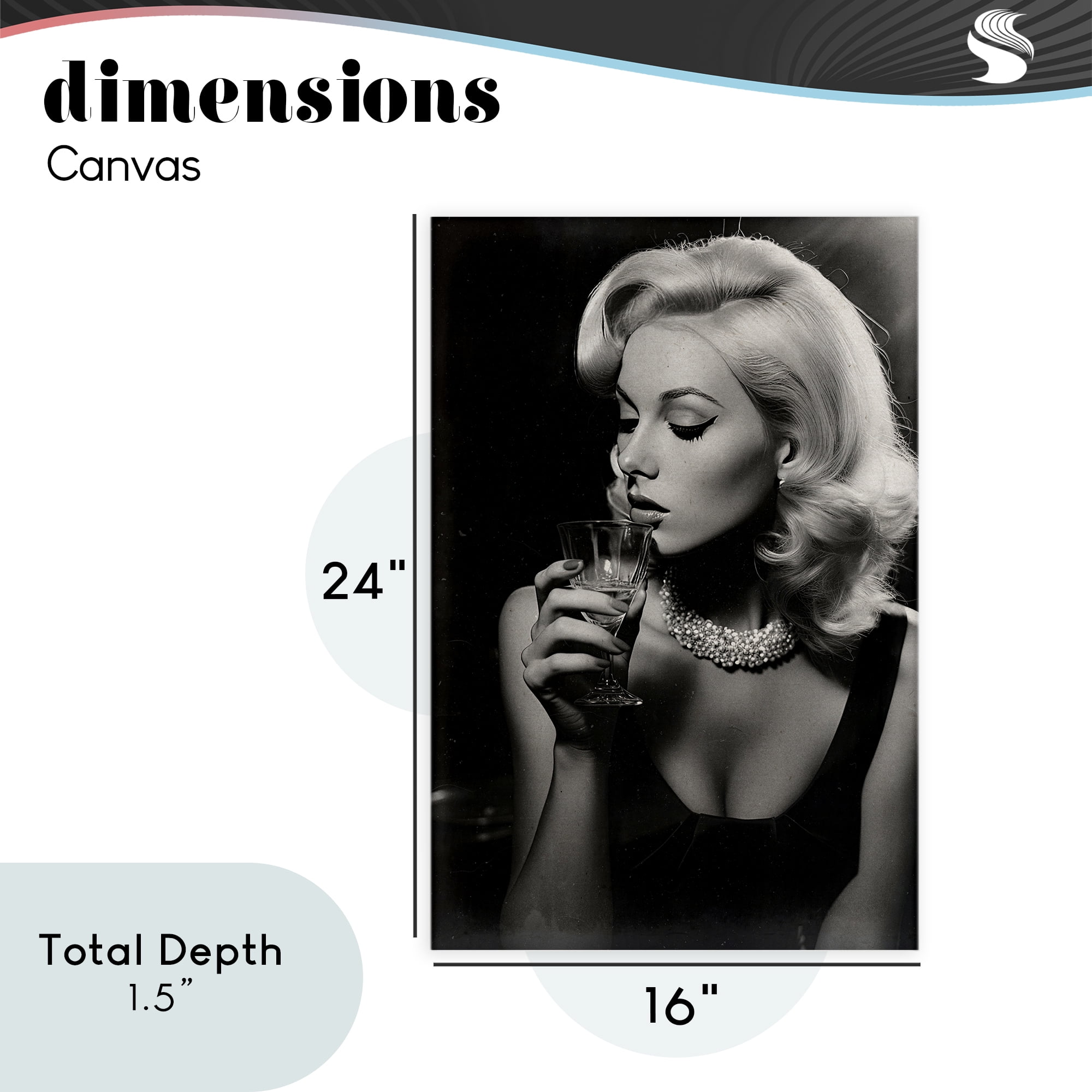 Classic Woman & Martini Canvas Wall Art, design by Decent Exposures
