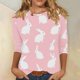 thumbnail image 1 of TaTaai Women Easter Print T-Shirt Crew Neck 3/4 Sleeve Casual Pullover Top Ladies Spring Daily Wear Lightweight Breathable Non-See-Through No Fading Soft Comfortable Fashion Top Gift, 1 of 5