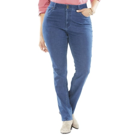 Woman Within Plus Size Straight Leg Tummy Tamer (Best Jeans To Hide Mommy Tummy)