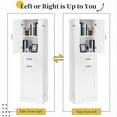 thumbnail image 5 of AENKYO 67.8" Tall Bathroom Storage Cabinet with Adjustable Shelf, Tilt-Out Drawer, and Side Hooks, White, 5 of 10