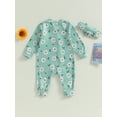 thumbnail image 4 of Bagilaanoe Newborn Baby Girl Jumpsuits Floral Print Long Sleeve Bodysuit + Headband 3M 6M 12M 18M Infant One Piece Romper, 4 of 8