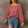 thumbnail image 5 of gakvbuo Fall Clothes For Women 2022 Trendy Business Casual Plus Size Tops For WomenWomens Fashion Solid Color Comfortable Loose T-Shirt Long Sleeves Blouse Casual Tops, 5 of 5