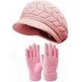 thumbnail image 2 of 2-Pieces Women Winter Hat and Glove Set, Warm Knitted Beanie Hat Glove Snow Ski Skull Cap with Visor and Touchscreen Glove, 2 of 6
