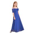 thumbnail image 2 of Yartina Girls Off Shoulder A Line Party Prom Dress Birthday Graduation Gown Blue 8, 2 of 7
