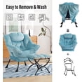 thumbnail image 4 of Contemporary mint green velvet lounge chair con ottoman y steel frame, featuring side pocket, 4 of 7