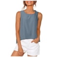 thumbnail image 1 of HBFAGFB Débardeurs pour Femmes Col Rond Sans Manches Gilet Léger Vêtements d'Été à la Mode Bleu Taille m, 1 of 5