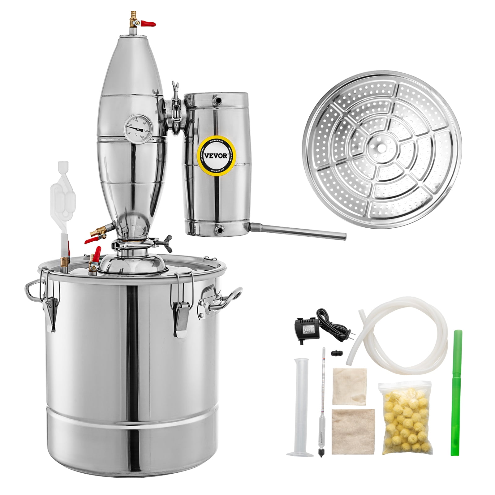 9.6Gal 38L Alcohol Distiller with Built-in Thermometer Submersible Pump for Home Brewing Whiskey Brandy Essential SmarketBuy Moonshine Still 