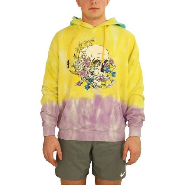 Elevenparis Hombre Floral Skull Hoodie Sudadera limón L