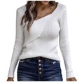 thumbnail image 2 of Pntutb Blusa Adelgazante de Punto de Manga Larga para Mujer Suéteres con Cuello en V Irregular Pntutb Pntutb-3142, 2 of 8