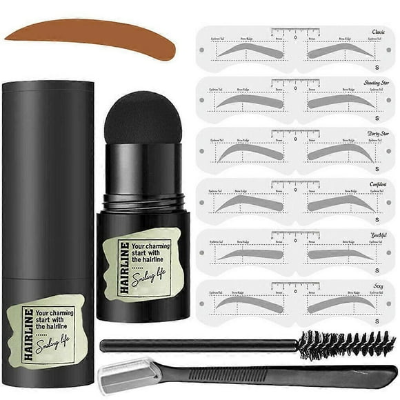 Kit de modelado de sellos para cejas, plantilla de maquillaje reutilizable, polvo para cejas, portátil, resistente al agua, juego de cosméticos