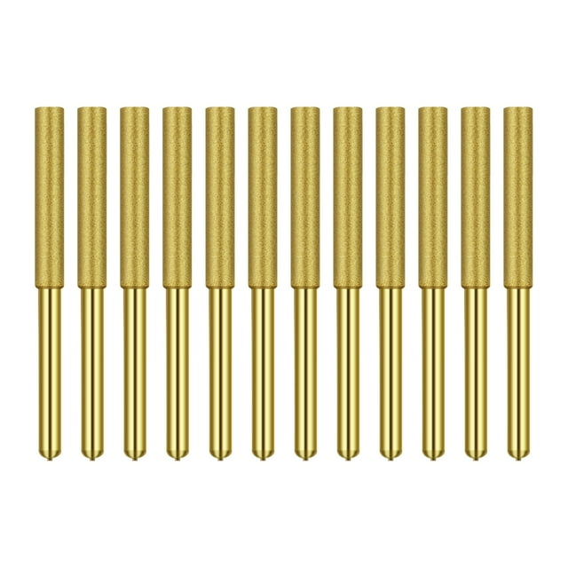Diamond Chainsaw Sharpener Titanium Plated Burr Stone File Diamond Sharpening Wheels for Chain Saw Stone Jewerly Wood 12 Pcs 5/32 Inch