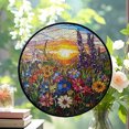 thumbnail image 2 of Wildflowers Stained Glass Suncatcher, Mountain Sunset Stained Glass, Wildflowers Window Hangings, Gift for Mom, Flowers Suncatcher, Stained Glass Ornament 2025, Holiday, 2 of 6