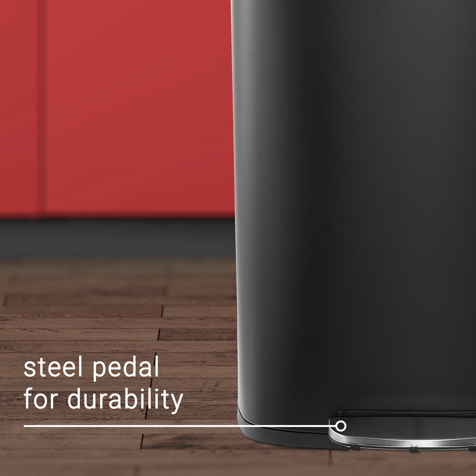 happimess Connor Rectangular 13.2-Gallon Trash Can with Soft-Close Lid and FREE Mini Trash Can, Charcoal Black, HPM1006B