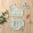 thumbnail image 2 of Douhoow Baby Girls 4th of July Outfit Set, Sleeveless One Shoulder Vest+Floral Flag Print Shorts, 2 of 7