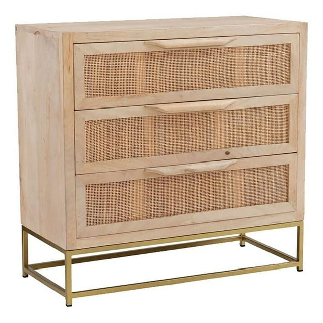 Pemberley Row Metal Mango Wood Natural Gold Cabinet Rectangular 30"W x 14"D x 30"H Fully Assembled