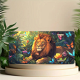 thumbnail image 6 of 1 Pcs 2D Flat License Plate Covers & Frames, A Lion Among Butterflies For Decorative Front, Waterproof For Decoration Aluminum License Plate Covers & Frames Cover For Men Women, 12" X 6", 6 of 7