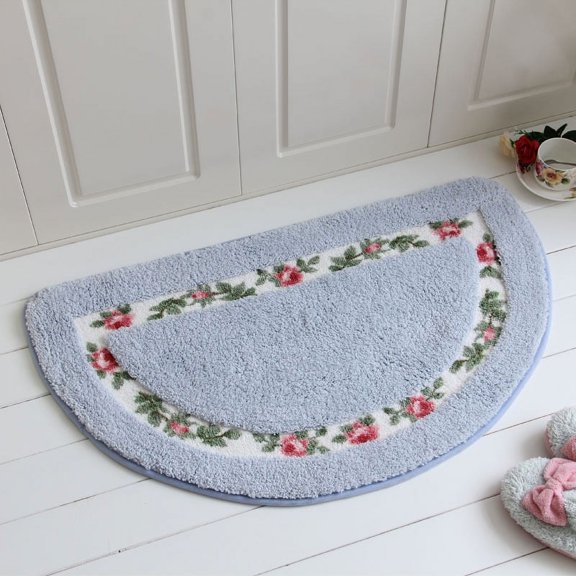 NAMZI Nice Rose Flower Area Rug Bathroom Rugs Bath Mat Bath Rugs Door Mat Welcome Mat Kitchen Mat Rugs for Bedroom Living Room Super Soft Absorbent Non Slip Green 15.7 X 23.6 Inch（Blue）