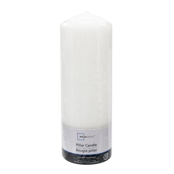 Mainstays Unscented 8" White Pillar Candle