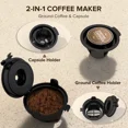 thumbnail image 5 of Auseo 1200W Single Serve Coffee Maker for K Cup POD and Ground Coffee, 5 Brew Sizes (6-14 Oz), Descaling button, 40oz Removable Water Tank, for Home/Office, 5 of 7