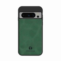 Dteck Luxury Retro Slim Back Phone Case for Google Pixel 9 Pro XL,Military Grade Shockproof Portective PU Leather Soft TPU Bumper Cover for Magnetic Car Mount Holder,Darkgreen
