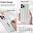 thumbnail image 3 of Compatible with iPhone 13 Pro 6.1" Case, Cute Glossy Water Ripple Pattern Phone Case, Curly Wave Frame Design for Women Girls, Soft TPU Slim Fit Shockproof Full-Body Protection Cover, Green Grey, 3 of 12