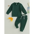 thumbnail image 2 of GXFC Infant Boys Fall Outfits Newborn Boys Long Sleeve Ribbed Sweatshirt and Elastic Long Pants Casual 2  Piece Autumn Set Clothing for Toddler Baby Boys 0-24M, 2 of 8