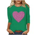 thumbnail image 2 of HaoXianJian Valentine's Day Shirt for Women Glitter Love Heart Printed T-Shirt Top 3/4 Sleeve Tee Crew Neck Casual Blouse Tops Size S-2X, 2 of 4
