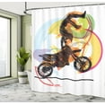 thumbnail image 5 of Ambesonne Hand Drawn Shower Curtain, Performing Biker, 69"Wx70"L, Black Yellow, 5 of 5