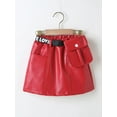 thumbnail image 2 of Bagilaanoe Toddler Baby Girls Skirts PU Leather A-line Short Mini Skirts with Belt Autumn Winter 1T 2T 3T 4T 5T 6T Clothes, 2 of 9