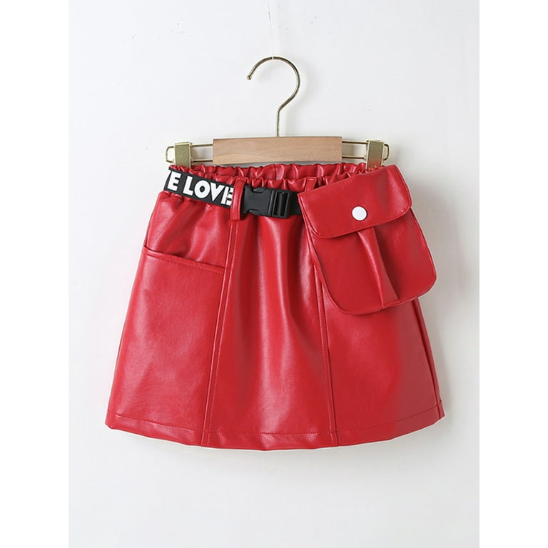 Bagilaanoe Toddler Baby Girls Skirts PU Leather A line Short Mini Skirts with Belt Autumn Winter 1T 2T 3T 4T 5T 6T Clothes Walmart