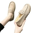 thumbnail image 2 of Miluxas Women's Fuzzy House Slippers Cozy Faux Micro Suede Moccasins Slip on Loafer Shoes for Indoor and Outdoor Khaki 5.5(36), 2 of 7