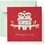 Romantic for Boyfriend, Girlfriend, Spouse, Partner, Cute Cuddling Sloths Holiday Greeting (Favorite Place to Be)
