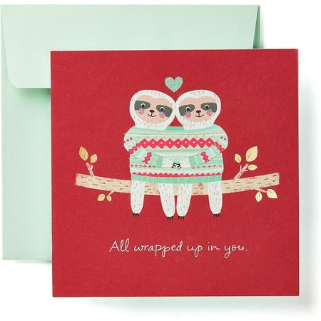 Romantic for Boyfriend, Girlfriend, Spouse, Partner, Cute Cuddling Sloths Holiday Greeting (Favorite Place to Be)
