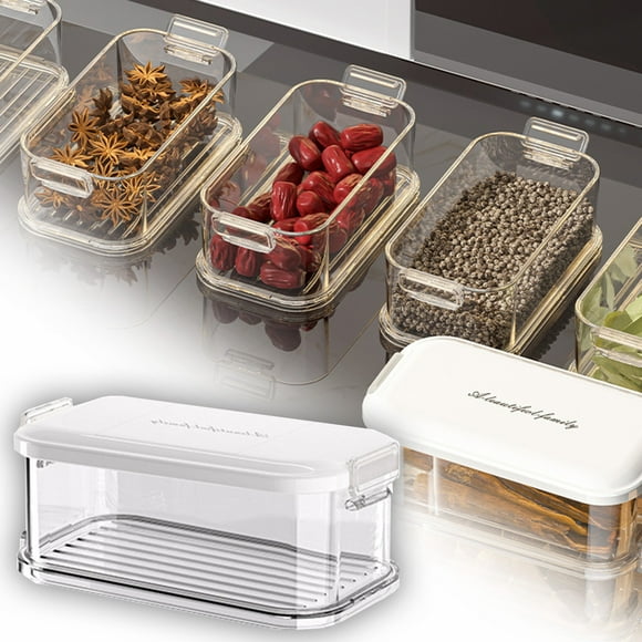 Wzzjkit Spice Jars, Spice Storage Box Kitchen Storage Box Food Grade Sealed Non Passing Flavored Seasoning Storage Box, Spice Organizer for Cabinet