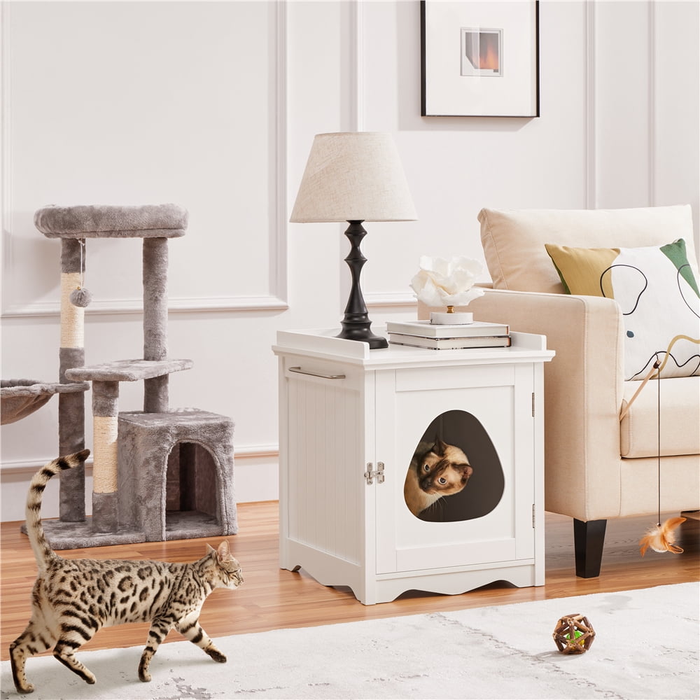 Yaheetech Cat Litter Box Furniture Enclosure for Cat/ Small Dog, White