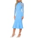 thumbnail image 4 of Vestido de mujer Inspire Chic tipo sirena Bodycon con cuello alto, mangas largas de malla transparente, color azul cielo, 4 of 6