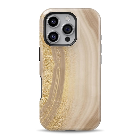DesignSkinz Scratch-Resistant Hard Slim Case Compatible with iPhone 16 (Compatible with MagSafe) - Vivid Agate Vein Slice Foiled V3