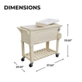 thumbnail image 6 of Permasteel 80-Qt Antique Outdoor Steel Patio Cooler on Wheels, Rolling Cooler Cart, Wooden Teak Style, Cream, 6 of 11