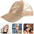 thumbnail image 2 of landege 1PC Glitter Solid Color Hat Fashion Baseball Simple Headwear Summer Sun Hat for Women Girls Ladies (Golden), 2 of 10