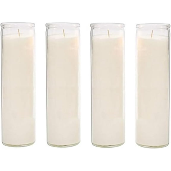 Brilux Classic White Candles in Glass, Set of 4, 8-INCHES Tall