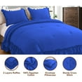 thumbnail image 4 of 3 Piece Luxury 5 Inch Two Layer Ruffle Comforter 550 GSM All Season (King/Cal King Size) Premium Super Soft - 800 TC, 100% Egyptian Cotton- Solid Royal Blue Colour, 4 of 7
