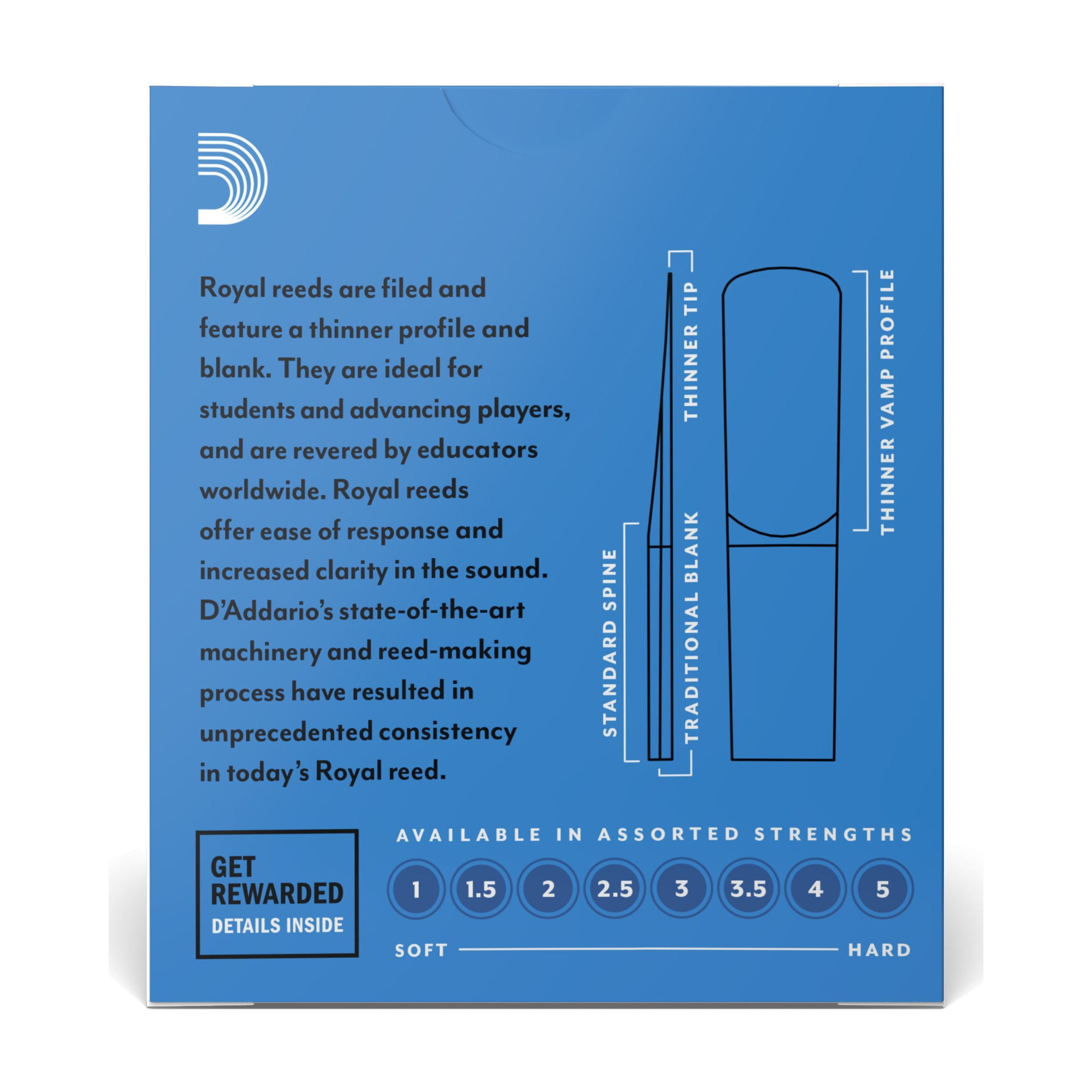 Royal by D'Addario Alto Sax Reeds, Strength 2, 10-pack