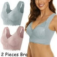 thumbnail image 2 of 2 Pieces Lace Bra Plus Size Bra Women Underwear Bralette Crop Top Sexy Female Bra Large Top Female Push Up Brassiere Laced Bra, 2 of 7